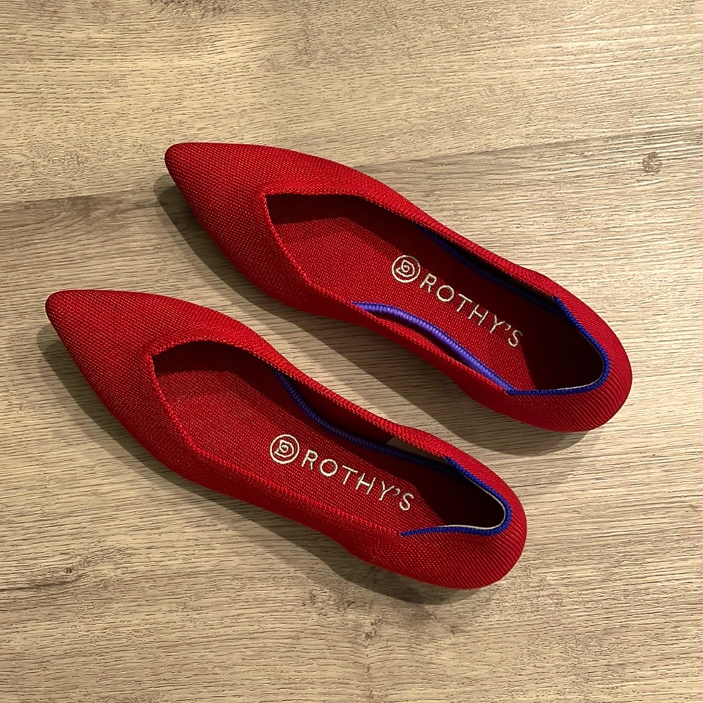 COPY - 8.5 Red Rothys Pointed Flats (The Point)